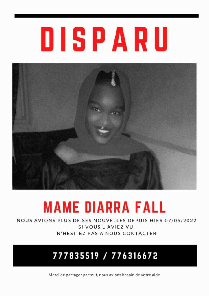Yeumbeul: Mame Diarra Fall (24 ans) disparaît et laisse un message troublant, « hier, quelqu’un m’a… »