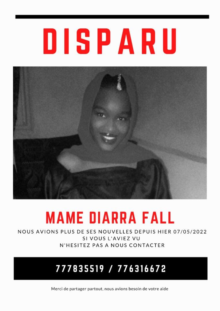 Yeumbeul: Mame Diarra Fall (24 ans) disparaît et laisse un message troublant, « hier, quelqu’un m’a… »