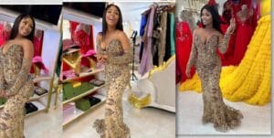 Tabaski 2022 : Poitrine nue, regard sexy, robe à la traîne, Dieyna Baldé en mode princesse