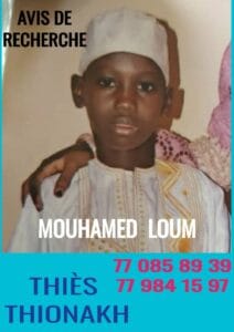 Disparition: Le petit Mouhamed Loum kidnappé par des inconnus à Thiés