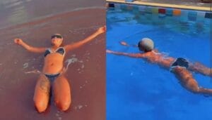 (Photos): En slip et soutien-gorge, tête rasée et teintée, Rangou sexy et fait vibrer les hommes
