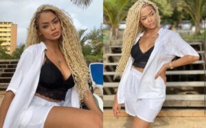 (Photos): Crop-top noir,  short blanc, Miss Touré à croquer