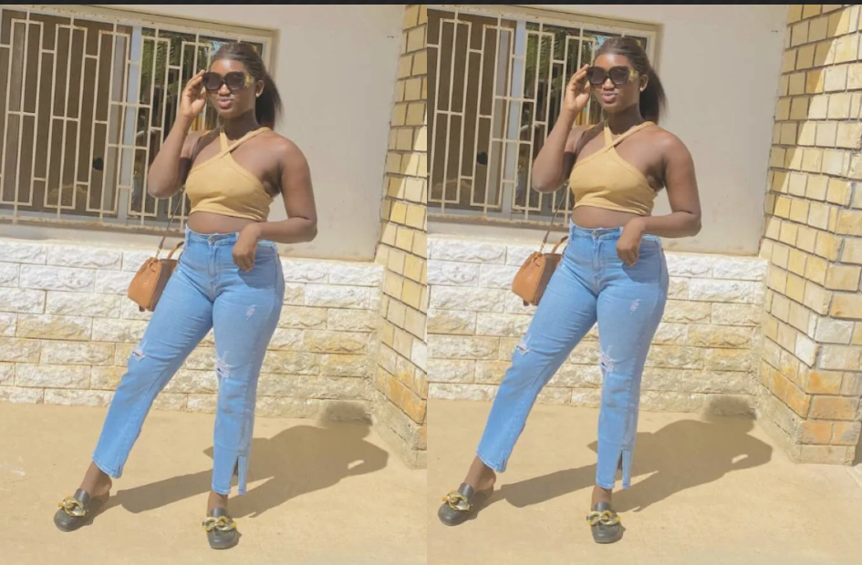 Triangle erotique dessiné: La danseuse Awa Banaya pimpante dans un pantalon moulant