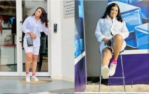 (Photos): En short et chemise blanche, Jeanne très mignonne en été