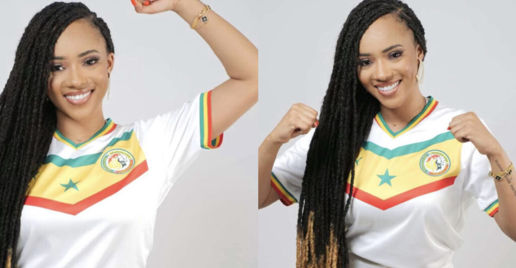 Racky Aidara pétillante avec le maillot Sénégal qui lui va à merveille