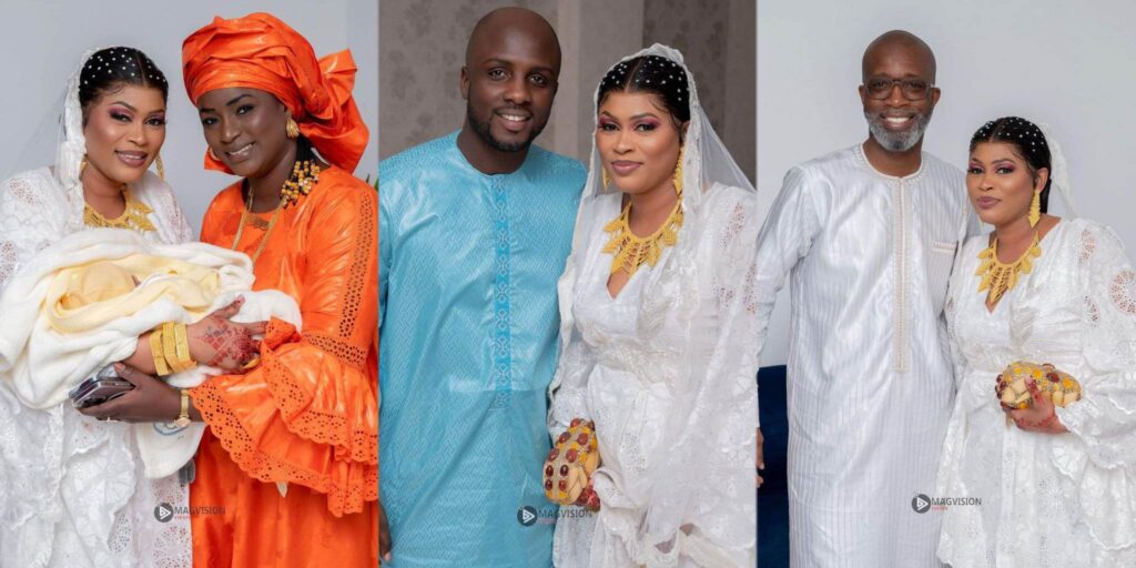 (10 photos)- Baptême :  Les belles images de l&rsquo;actrice Alice avec Bouba Ndour, Astou et Abba