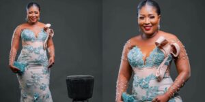 (02 photos) : L&rsquo;actrice Ndeye Ndiaye rayonne de beauté dans sa robe de soirée