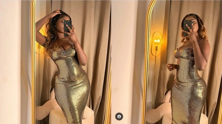 (Photos): Kani « Karma » moule sa taille cola dans une robe décolletée