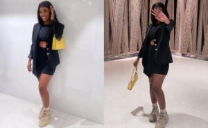 (Photos): En mini jupe noire, Maisha « Virginie » étale ses belles cuisses lisses