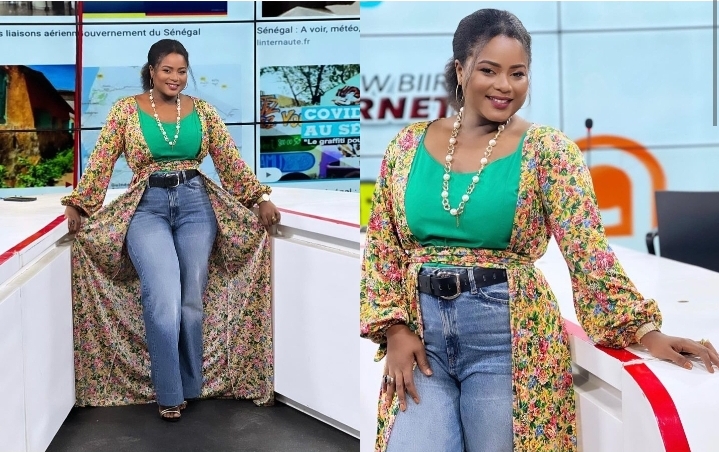 (Photos): Jean rempli, teint métissé, Merry Bèye Diouf rayonne sur le plateau de la TFM