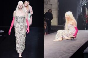 Mannequin de 58 ans, elle chute sur scène au Paris Fashion Week 
