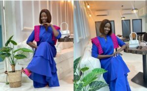 (Photos) – En bleu, l&rsquo;actrice Salma sublime dans sa robe