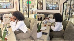 (Photos): Pantalon moulant, Kany  « karma » se la coule douce en resto