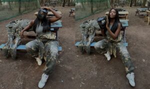 (Photos)-New look:  La tik tokkeuse Aadjah Everywhere enfile un uniforme militaire