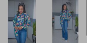 (Photos): Chemise bigarrée, jean rempli, Amy Léa Sy expose sa beauté angélique