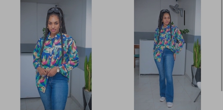 (Photos): Chemise bigarrée, jean rempli, Amy Léa Sy expose sa beauté angélique