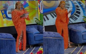 (Photos) – Amina Poté : Sa robe orange fendue à la cuisse chauffe la toile