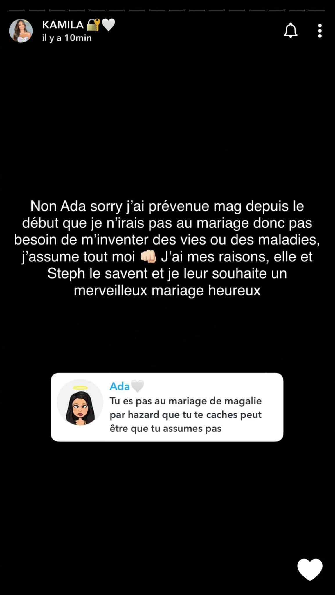 Photo : Pourquoi Kamila a-t-elle manqué le mariage de Magali Berdah ?