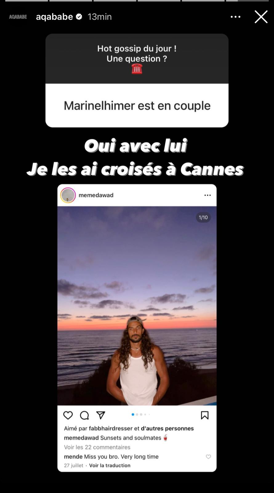 Photo: Marine El Himer en couple? Aqababe dévoile son supposé nouveau chéri sur Instagram