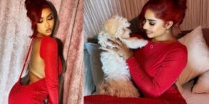 (04 photos) : Tatouée au bas du dos, Racky Aïdara sensuelle en robe rouge