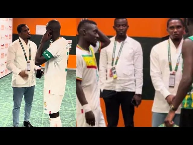 Samuel Eto&rsquo;o félicite les lions après le match