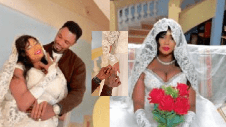 Saint-Valentin : Lady Mounass sensuɇlle dans une robe de mariée au coté de Malal