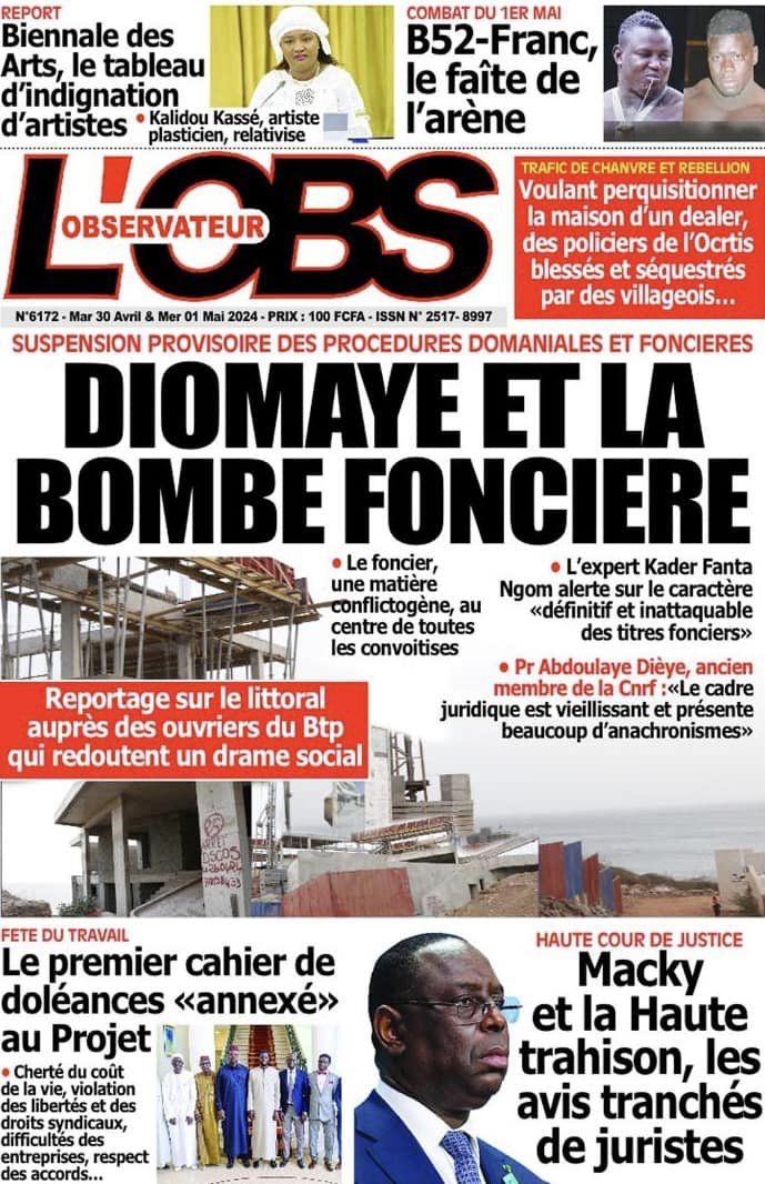Découvrez les Unes des journaux Sénégalais du mardi 30 avril 2024