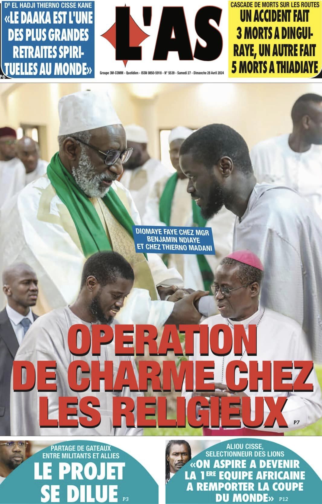 Découvrez les Unes des journaux Sénégalais du samedi 27 avril 2024