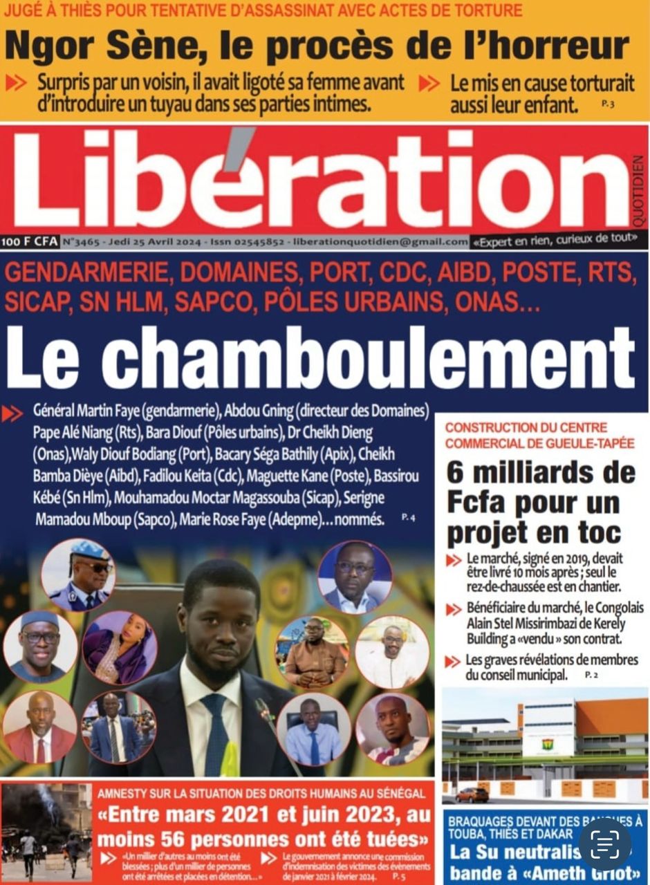 Découvrez les Unes des journaux Sénégalais du jeudi 25 avril 2024
