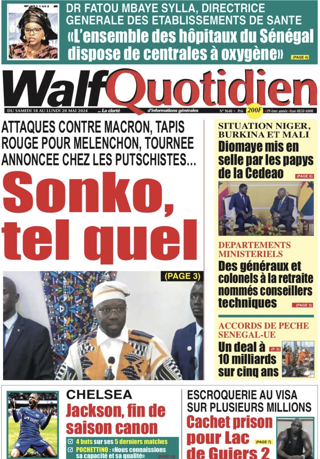 Découvrez les Unes des journaux Sénégalais du samedi 18 mai 2024