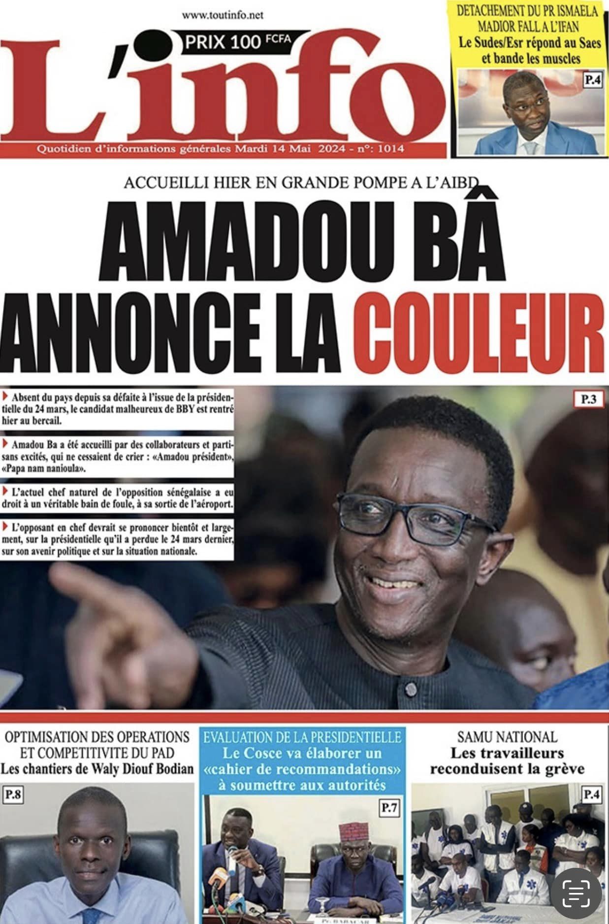Découvrez les Unes des journaux Sénégalais du mardi 14 mai 2024