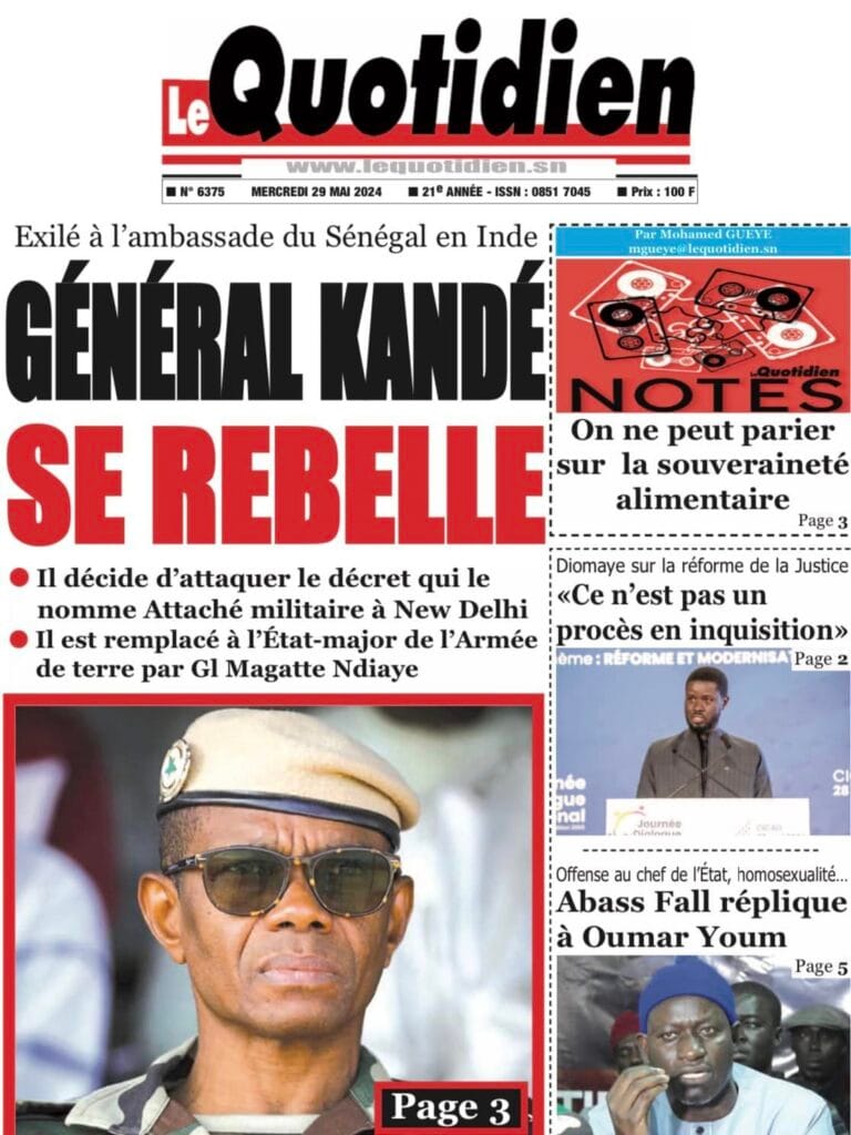 Découvrez les Unes des journaux Sénégalais du mercredi 29 mai 2024