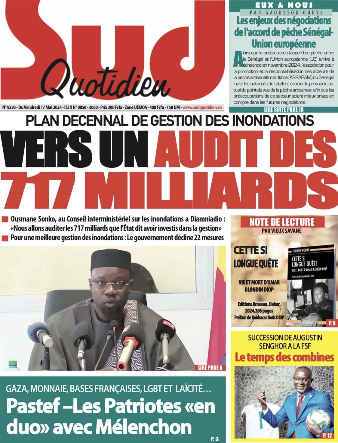 Découvrez les Unes des journaux Sénégalais du vendredi 17 mai 2024