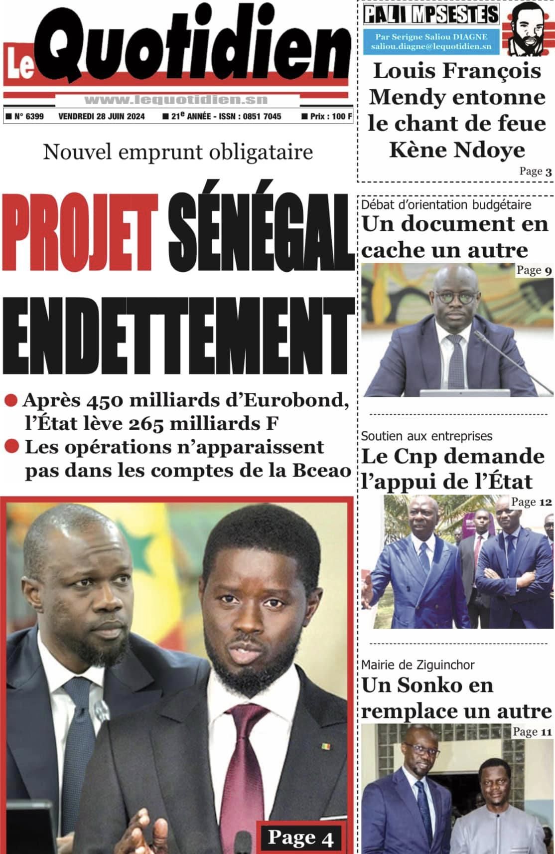 Découvrez les Unes des journaux sénégalais du vendredi 28 juin 2024