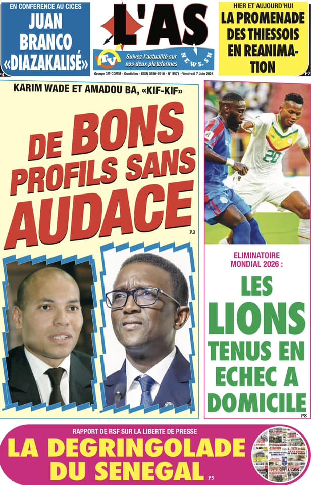 Découvrez les Unes des journaux Sénégalais du vendredi 07 juin 2024