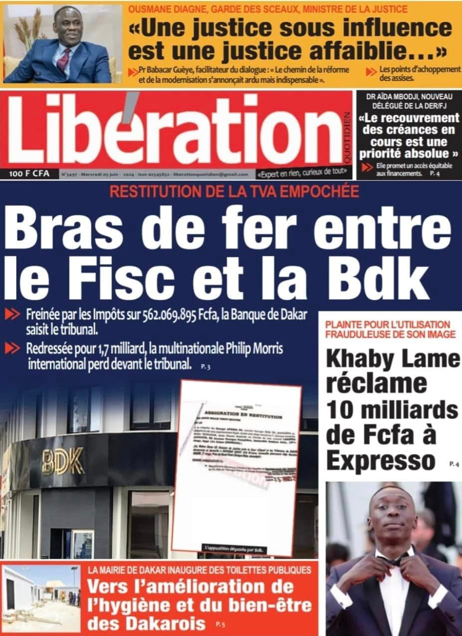 Découvrez les Unes des journaux Sénégalais du mercredi 05 juin 2024