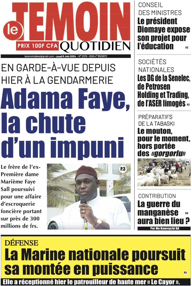 Découvrez les Unes des journaux Sénégalais du jeudi 06 juin 2024