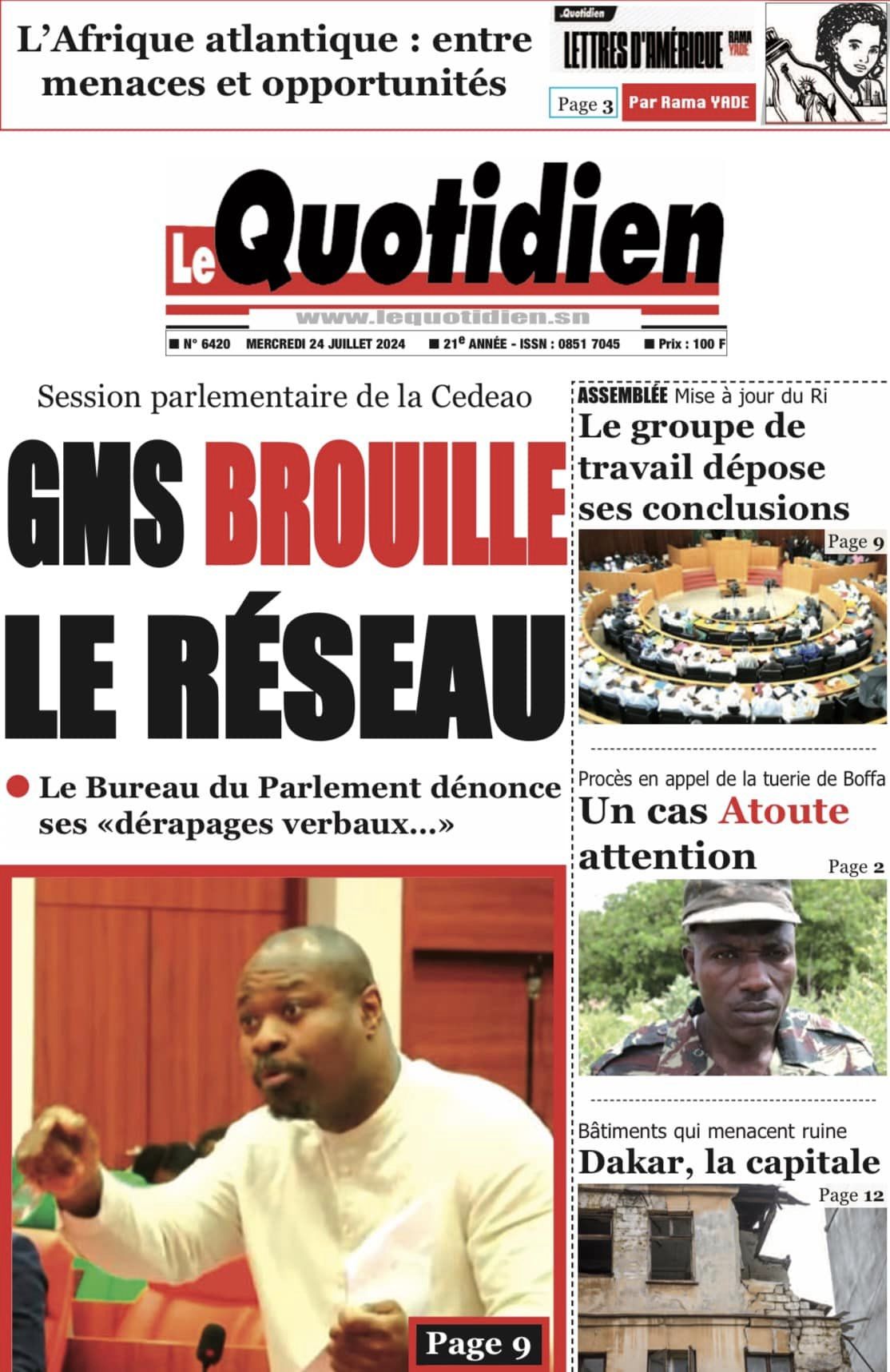 Découvrez les Unes des journaux sénégalais du mercredi 24 juillet 2024