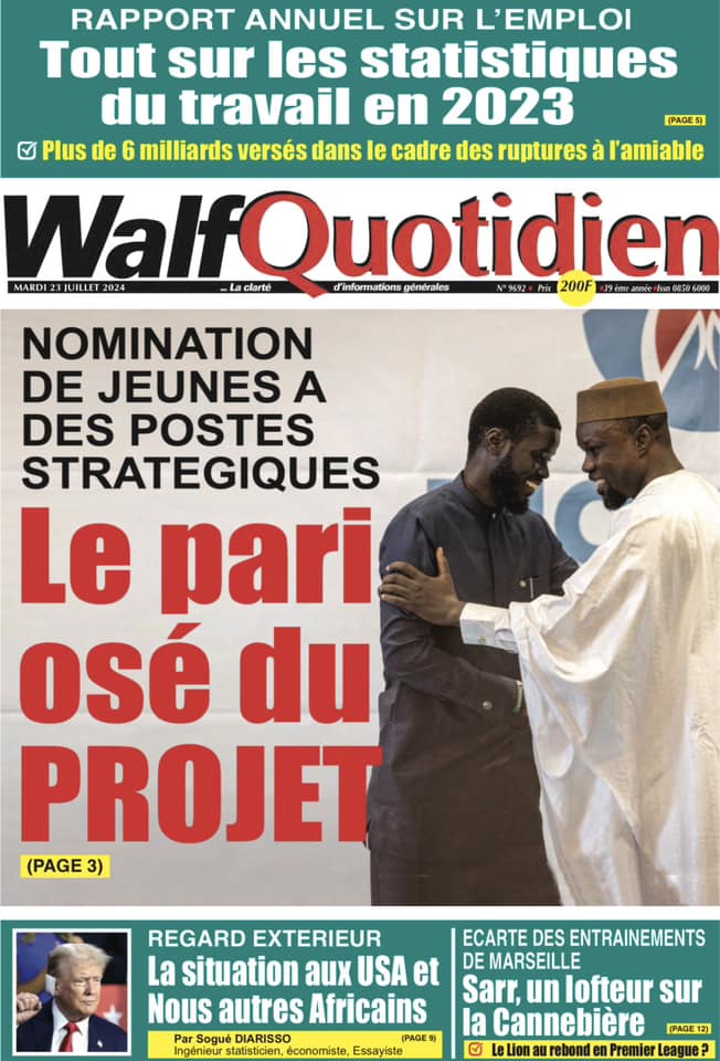 Découvrez les Unes des journaux sénégalais du mardi 23 juillet 2024