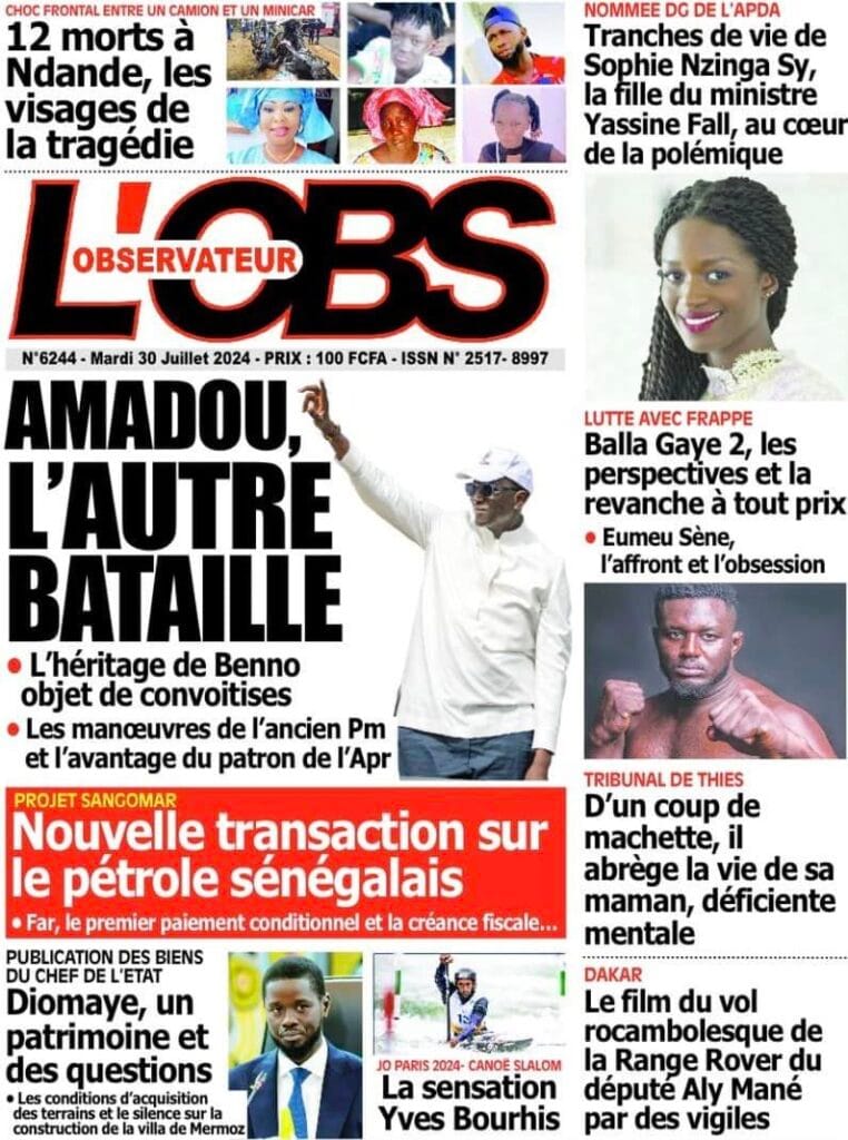 Découvrez les Unes des journaux sénégalais du mardi 30 juillet 2024