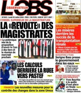 Découvrez les Unes des journaux sénégalais du lundi 29 juillet 2024