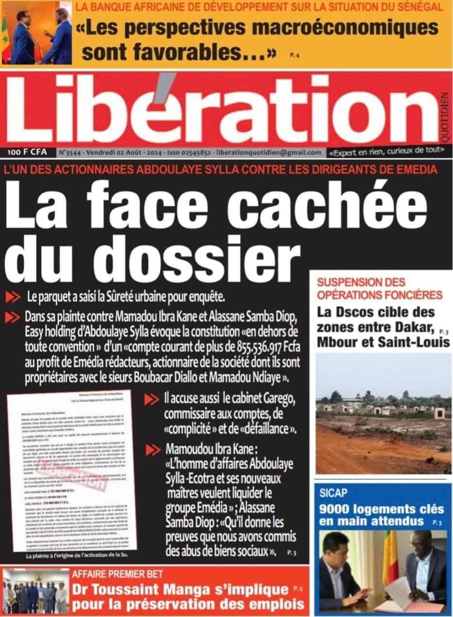 Découvrez les Unes des journaux sénégalais du vendredi 02 août 2024