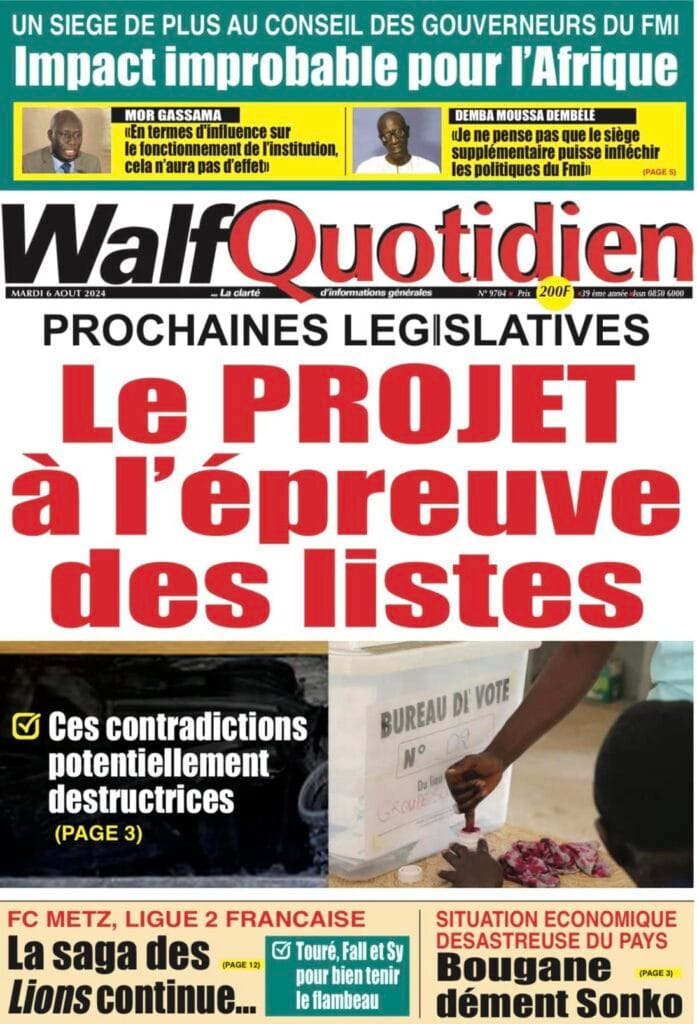 Découvrez les Unes des journaux sénégalais du mardi 06 août 2024