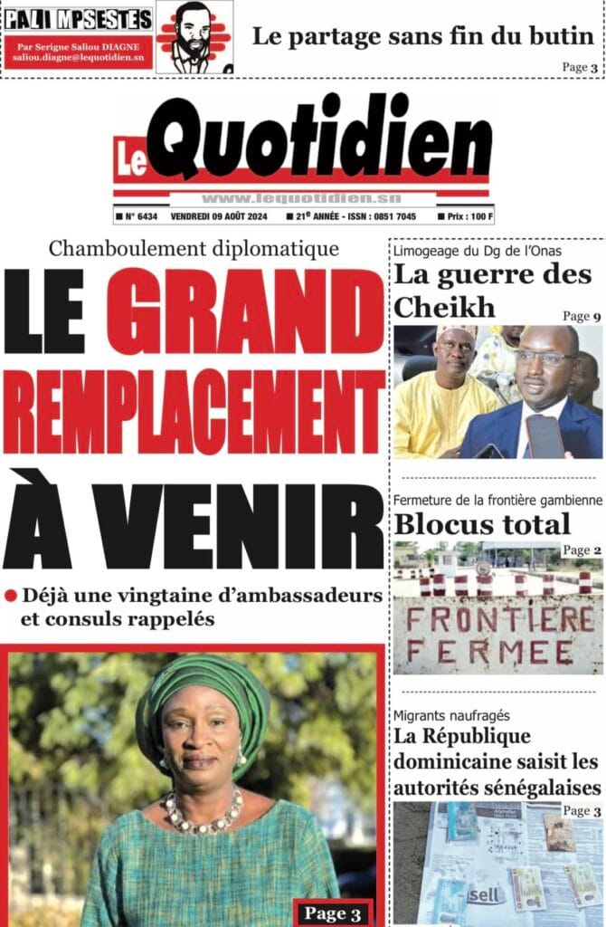 Découvrez les Unes des journaux sénégalais du vendredi 09 août 2024