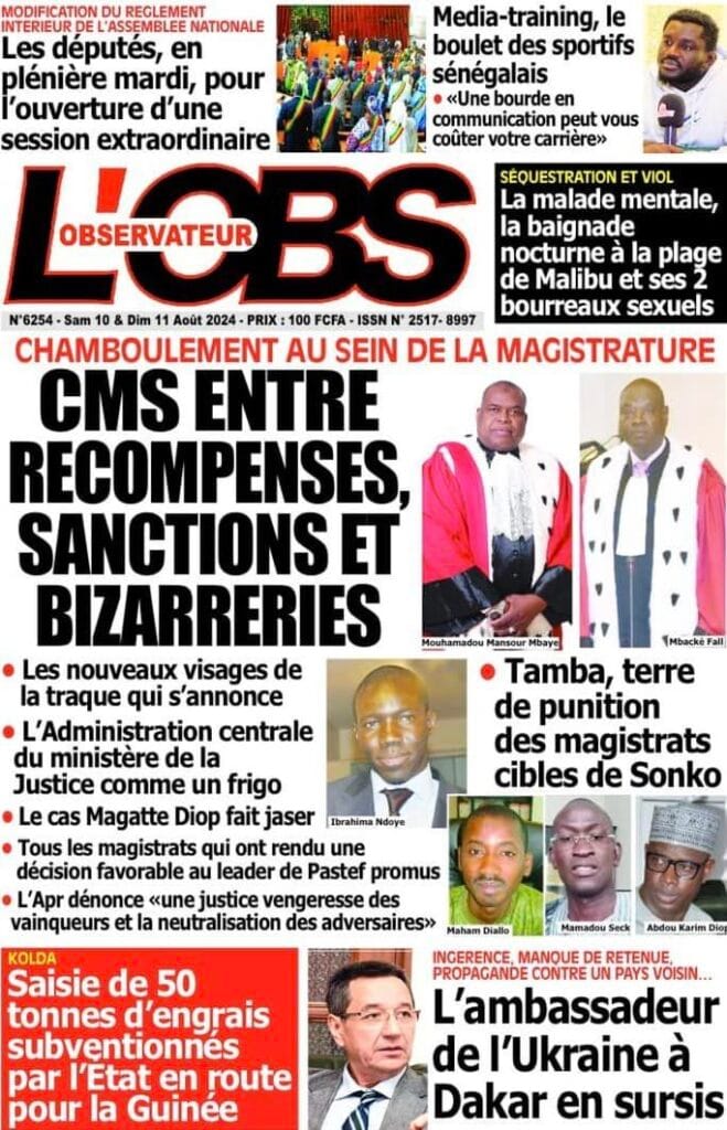 Découvrez les Unes des journaux sénégalais du samedi 10 août 2024
