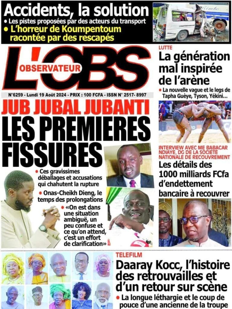 Découvrez les Unes des journaux sénégalais du lundi 19 août 2024