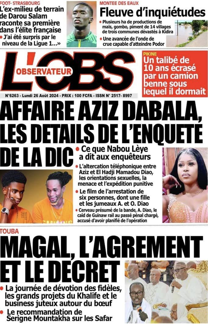 Découvrez les Unes des journaux sénégalais du lundi 26 août 2024