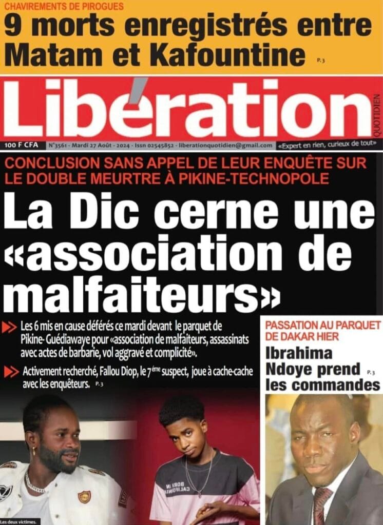 Découvrez les Unes des journaux sénégalais du mardi 27 août 2024