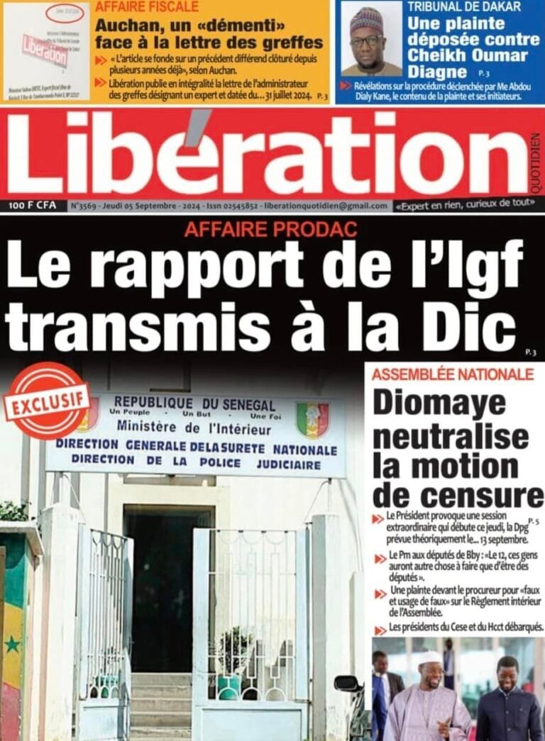 Découvrez les Unes des journaux sénégalais du jeudi 05 septembre 2024