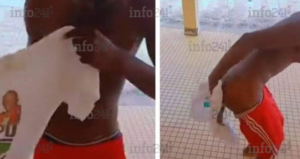 Vidéo – Gabon : Un jeune arrêté pour s’être torché  avec un tee-shirt à l’effigie du président